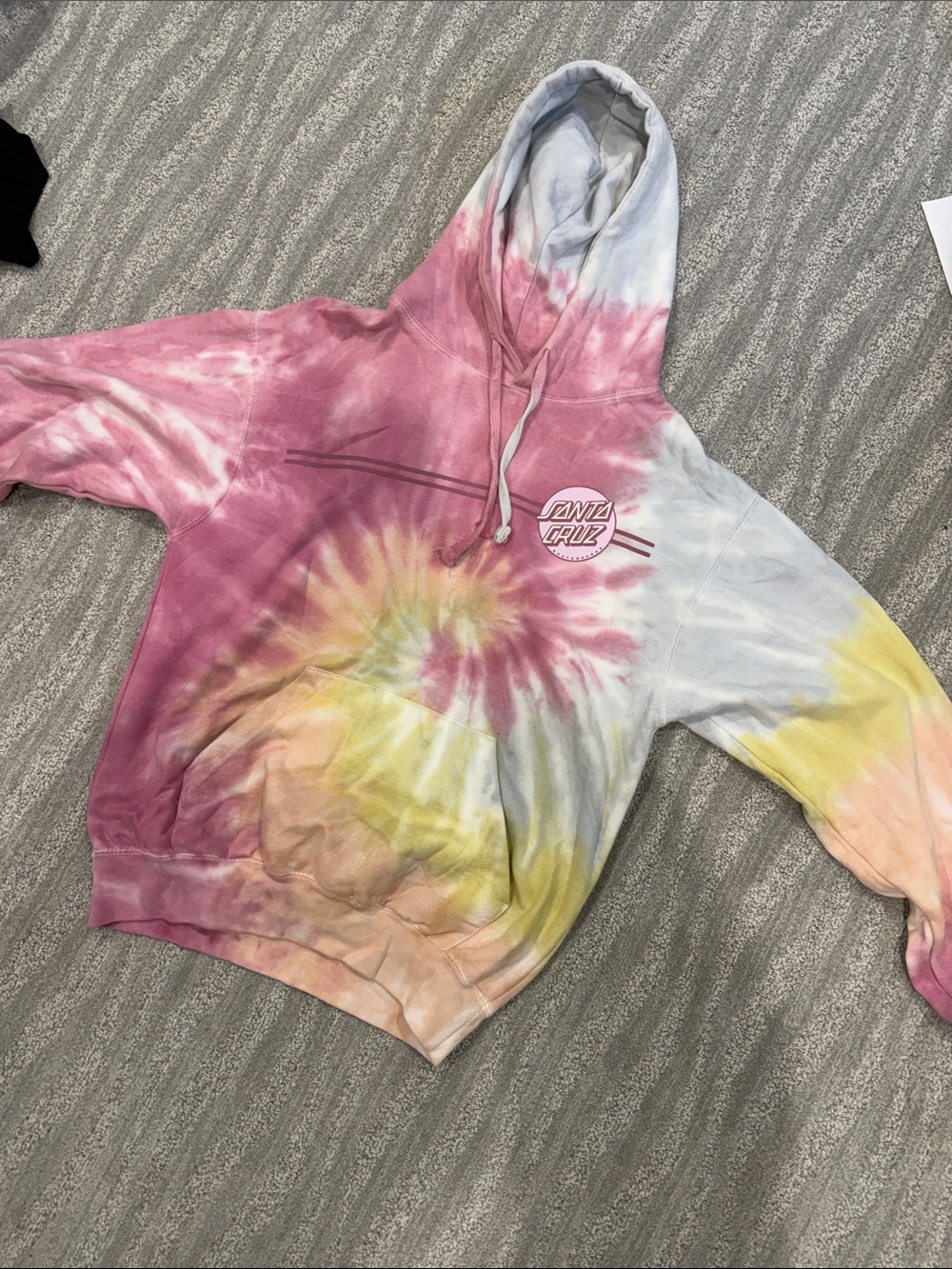 PacSun Tie-Dye Hooded Sweatshirt in Pink, Yellow & Light Blue